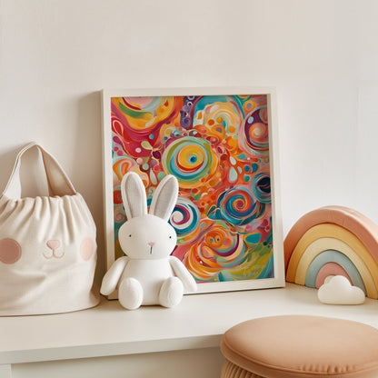 Magic Circles, Buntes abstraktes Poster mit Kreisen, Kunstdruck für Wohnräume und Kinderzimmer, Hochwertiges Künstlerpapier, seidenmatt