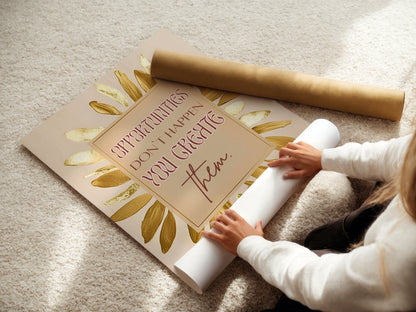 Motivation Poster, Beige Goldene Wandkunst, Quote, Golden Wall Art, ungerahmt; Wall Art, Home Decor - Hochwertiges Künstlerpapier, seidenmatt
