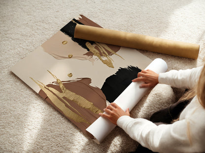 Natural Gold Poster, Beige Goldene Wandkunst, Elegante Wanddekoration, ungerahmt; Wall Art, Home Decor, Trendy Poster - Hochwertiges Künstlerpapier, seidenmatt