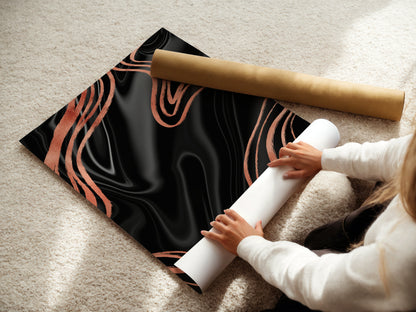 Black Amour Poster, Elegantes Wandposter,  Schwarz Kupferne Wanddekoration, Kunstdruck für Wohnräume, ungerahmt; Wall Art, Home Decor - Hochwertiges Künstlerpapier, seidenmatt