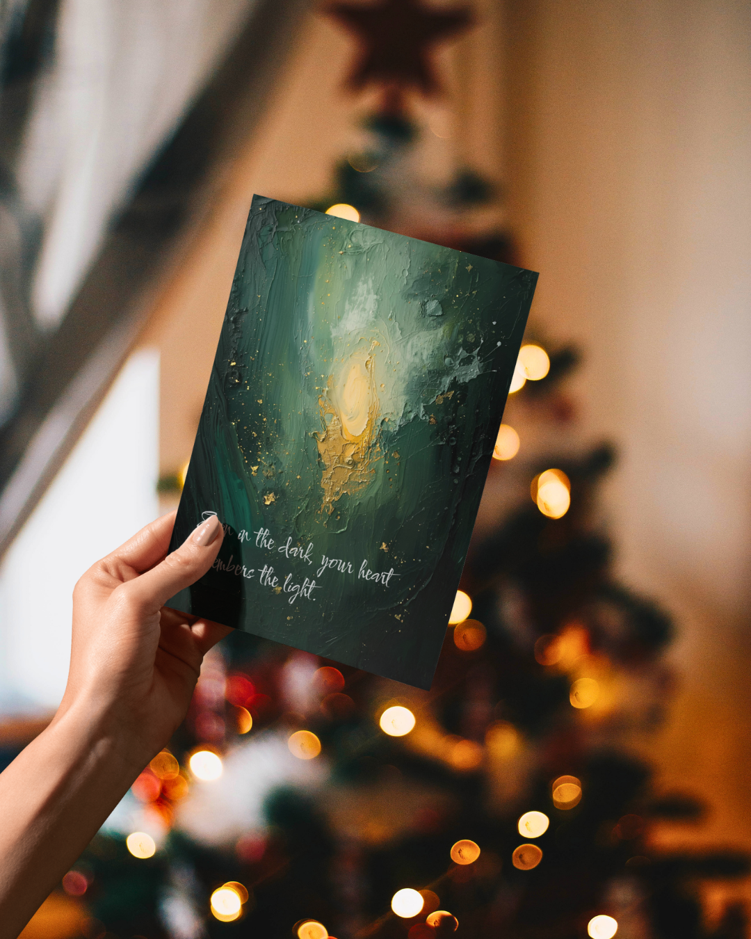 A6 Weihnachtskarten, hochwertige Weihnachtskarten zum Aufhängen oder verschenken. Kunstkarten mit inspirierenden Zitaten von Unique ArtStraction – abstrakte Kunst, liebevolle Sprüche, kleine Gesten für die Liebsten, als Postkarte geeignet