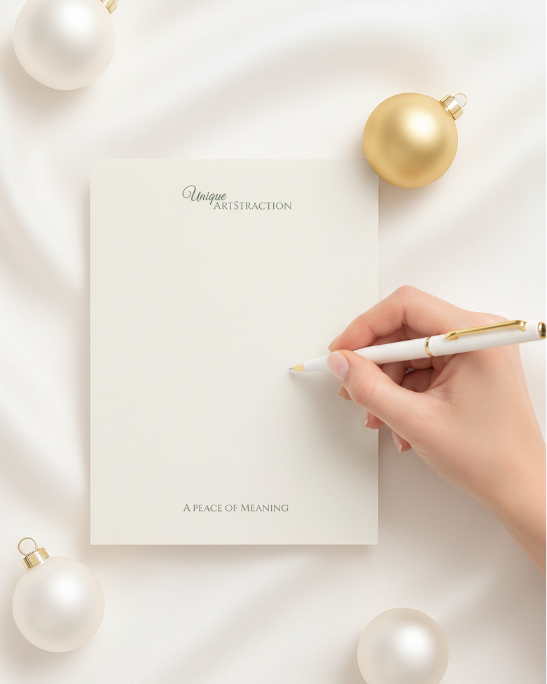 A6 Weihnachtskarten, hochwertige Weihnachtskarten zum Aufhängen oder verschenken. Kunstkarten mit inspirierenden Zitaten von Unique ArtStraction – abstrakte Kunst, liebevolle Sprüche, kleine Gesten für die Liebsten