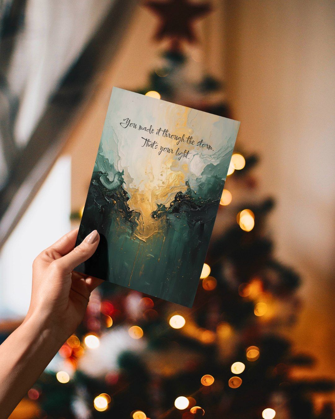 A6 Weihnachtskarten, hochwertige Weihnachtskarten zum Aufhängen oder verschenken. Kunstkarten mit inspirierenden Zitaten von Unique ArtStraction – abstrakte Kunst, liebevolle Sprüche, kleine Gesten für die Liebsten