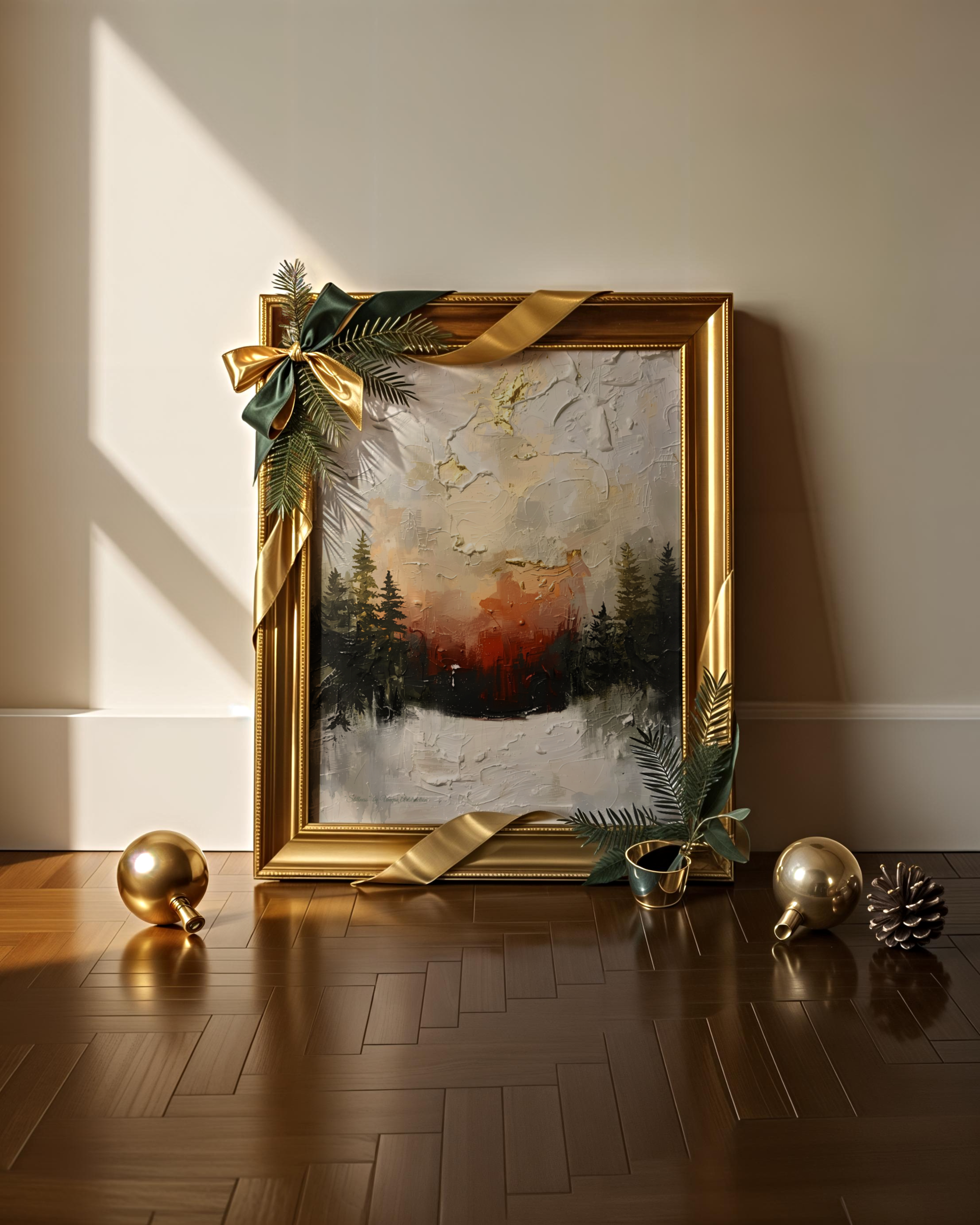 Abstraktes Winterposter mit sanften, warmen Tönen – moderne Kunst von Unique ArtStraction, inspiriert von Stille, Klarheit und innerer Ruhe im Winter.