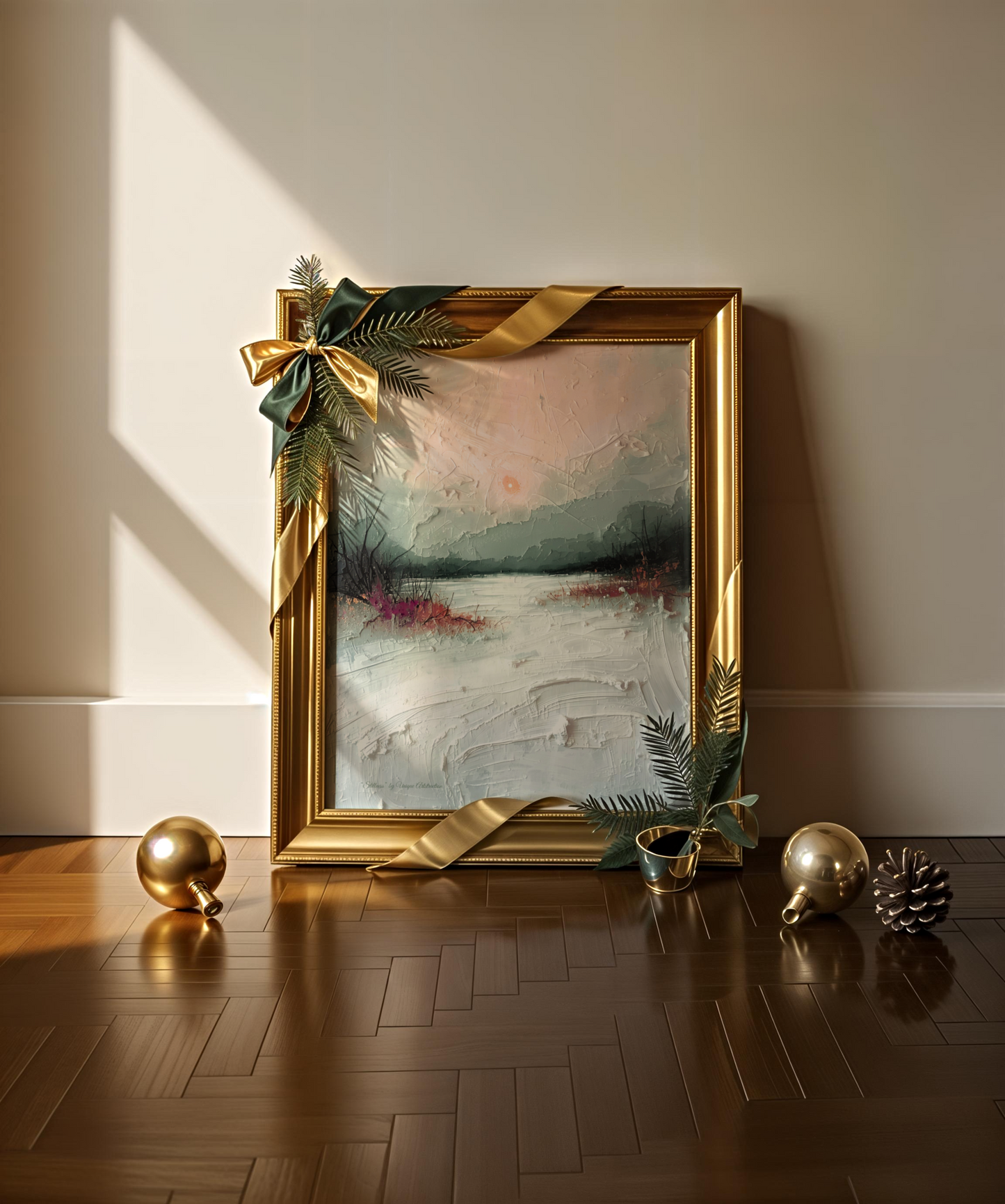 Abstraktes Winterposter mit sanften, kühlen Tönen – moderne Kunst von Unique ArtStraction, inspiriert von Stille, Klarheit und innerer Ruhe im Winter, Weihnachts Dekoration, Winter Dekoration, Poster