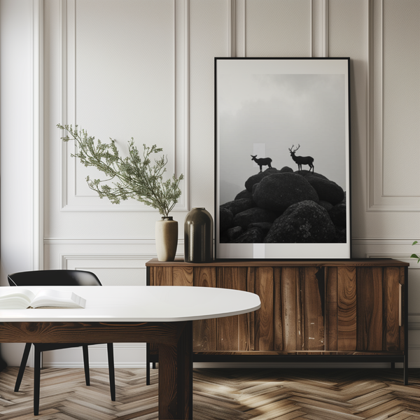 ästhetisches poster für zuhause oder büro, tierposter, hirschposter, minimalistisches poster, elegante dekoration, poster für schlafzimmer, esszimmer poster