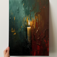 Abstraktes Winterposter einer Kerze in der Dunkelheit – moderne Kunst von Unique ArtStraction, inspiriert von Stille, Klarheit und innerer Ruhe im Winter, Weihnachts Dekoration, Winter Dekoration, Ungerahmtes Poster