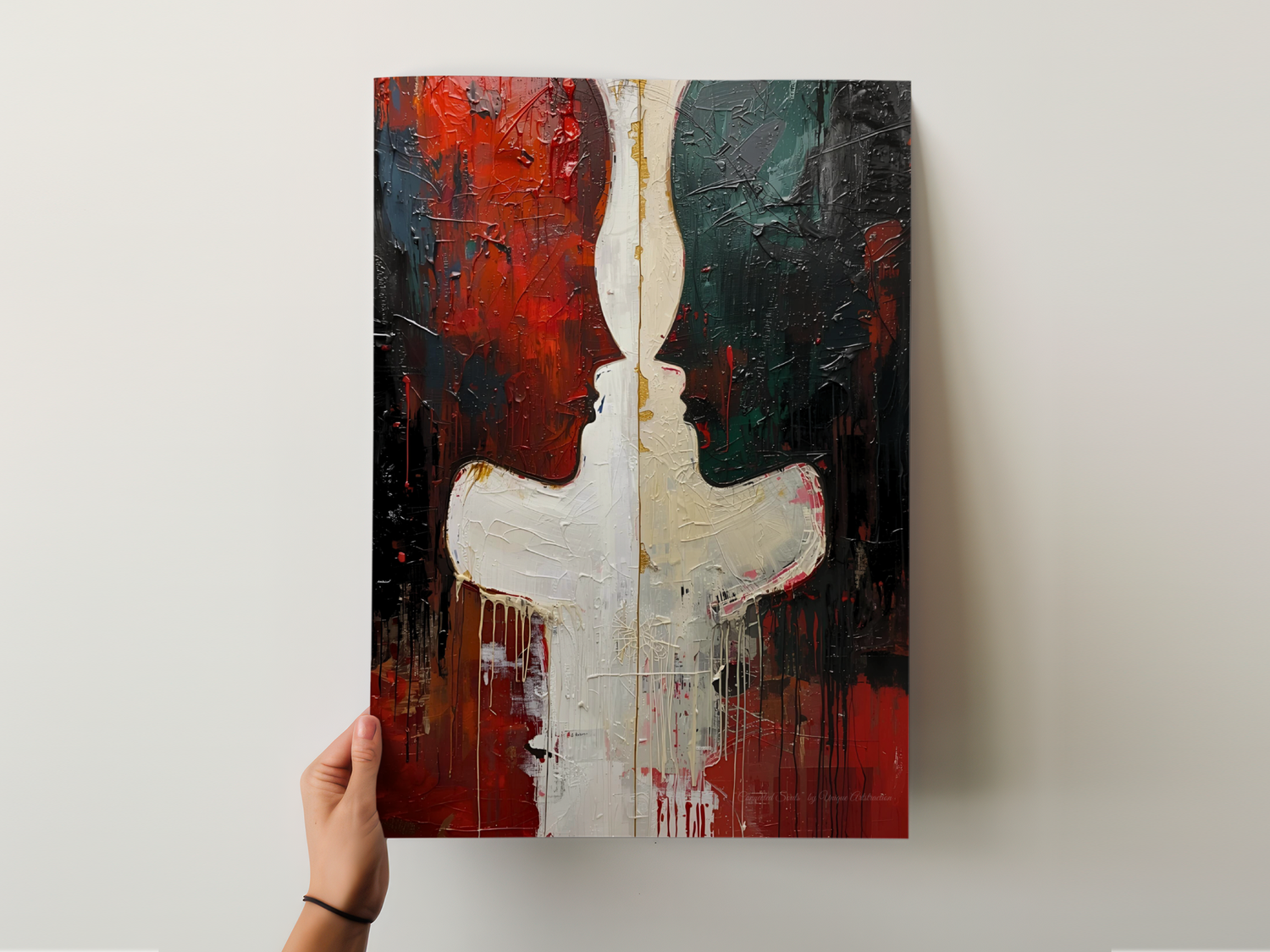 Abstrakte Weihnachtskunst von Unique ArtStraction – Verbindung, Wärme und Achtsamkeit in modernen Farbtönen interpretiert. Weihnachtliche Farben, Familie, Verbundenheit, Geschenk, Liebe