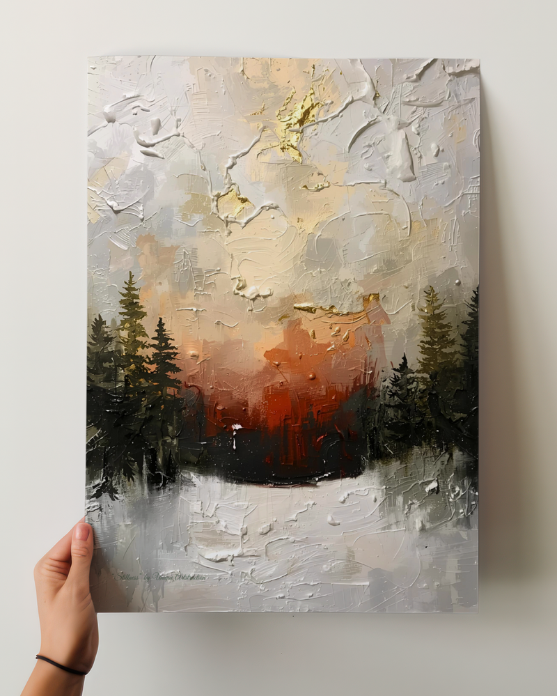 Abstraktes Winterposter mit sanften, kühlen Tönen – moderne Kunst von Unique ArtStraction, inspiriert von Stille, Klarheit und innerer Ruhe im Winter.