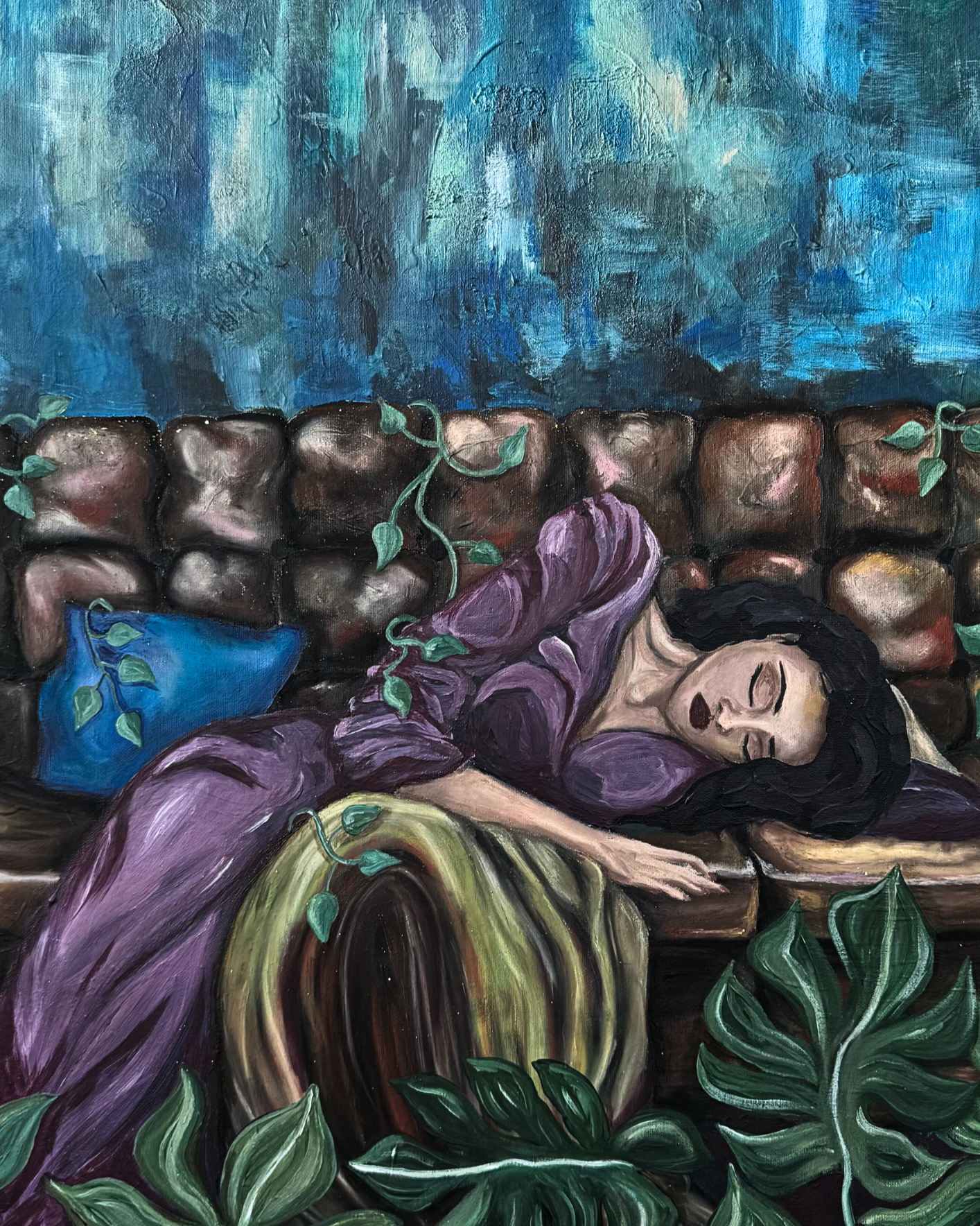 'Lonely Soul', abstrakte Acrylmalerei auf Leinwand