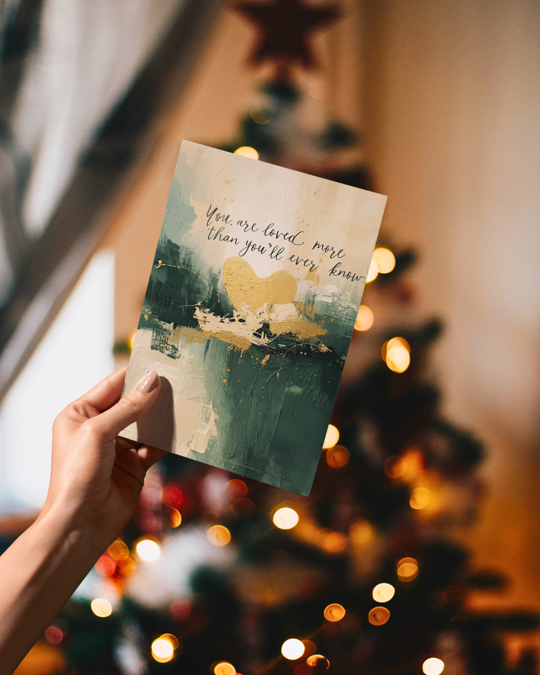 Künstlerische Weihnachtskarte mit abstraktem Design und tiefsinnigem Spruch – moderne Kunstkarte von Unique ArtStraction für besondere Botschaften in der Weihnachtszeit.