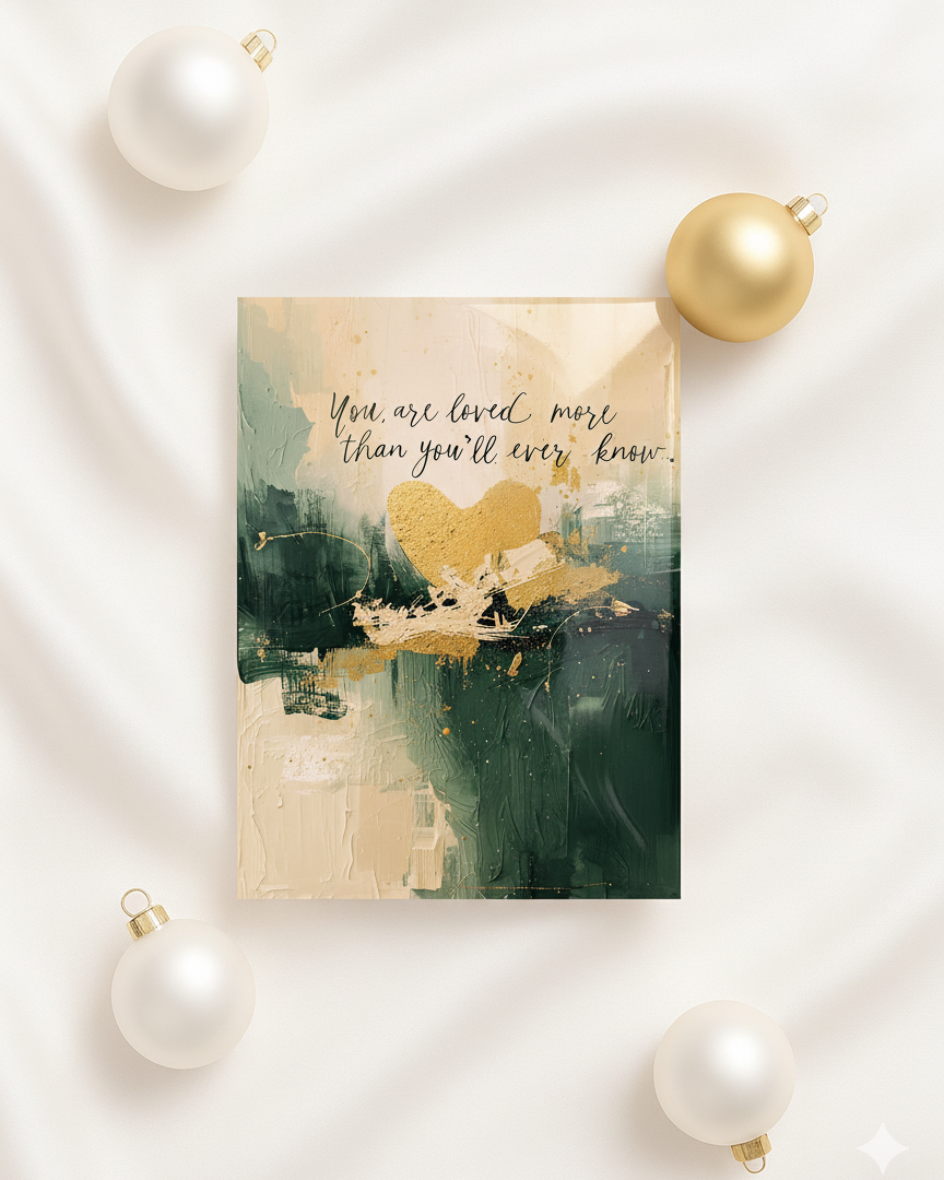 Künstlerische Weihnachtskarte mit abstraktem Design und tiefsinnigem Spruch – moderne Kunstkarte von Unique ArtStraction für besondere Botschaften in der Weihnachtszeit.