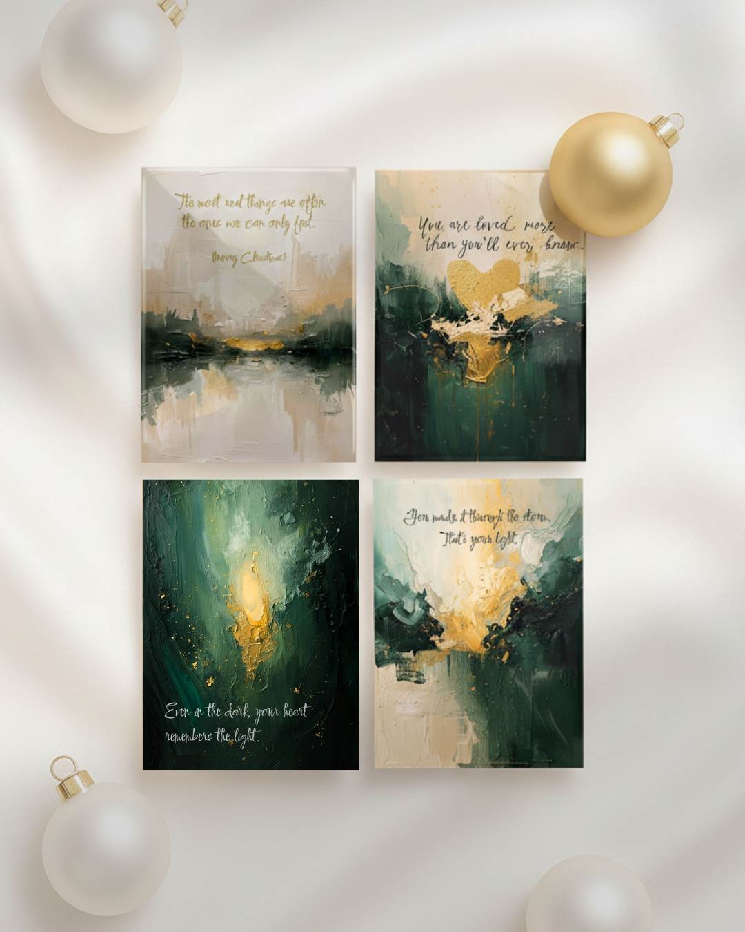 A6 Weihnachtskarten, hochwertige Weihnachtskarten zum Aufhängen oder verschenken. Kunstkarten mit inspirierenden Zitaten von Unique ArtStraction – abstrakte Kunst, liebevolle Sprüche, kleine Gesten für die Liebsten, Sammlung, Sparen im Set, Black Friday Deal