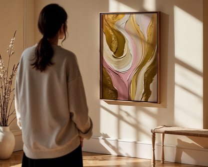 Colors in love Poster, Edler Print in Rosa, Beige und Gold; Wandkunst, ungerahmt - Hochwertiges Künstlerpapier, seidenmatt
