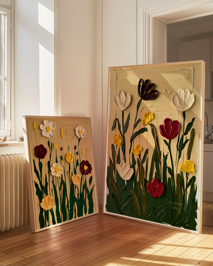 Flowers of Spring Poster, Florales Acyrlbild, Blumenmotiv, Frühling Poster, Abstrakte Wandkunst,  ungerahmt; Wall Art, Home Decor, Art Prints -Hochwertiges Künstlerpapier, seidenmatt
