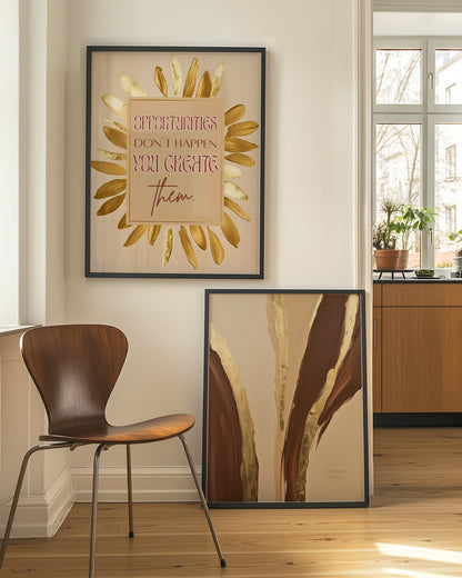 Motivation Poster, Beige Goldene Wandkunst, Quote, Golden Wall Art, ungerahmt; Wall Art, Home Decor - Hochwertiges Künstlerpapier, seidenmatt