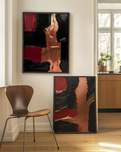 Dark Velvet Poster, Elegantes Wandposter, Schwarz Rosegoldene Wandkunst, ungerahmt - Hochwertiges Künstlerpapier, seidenmatt