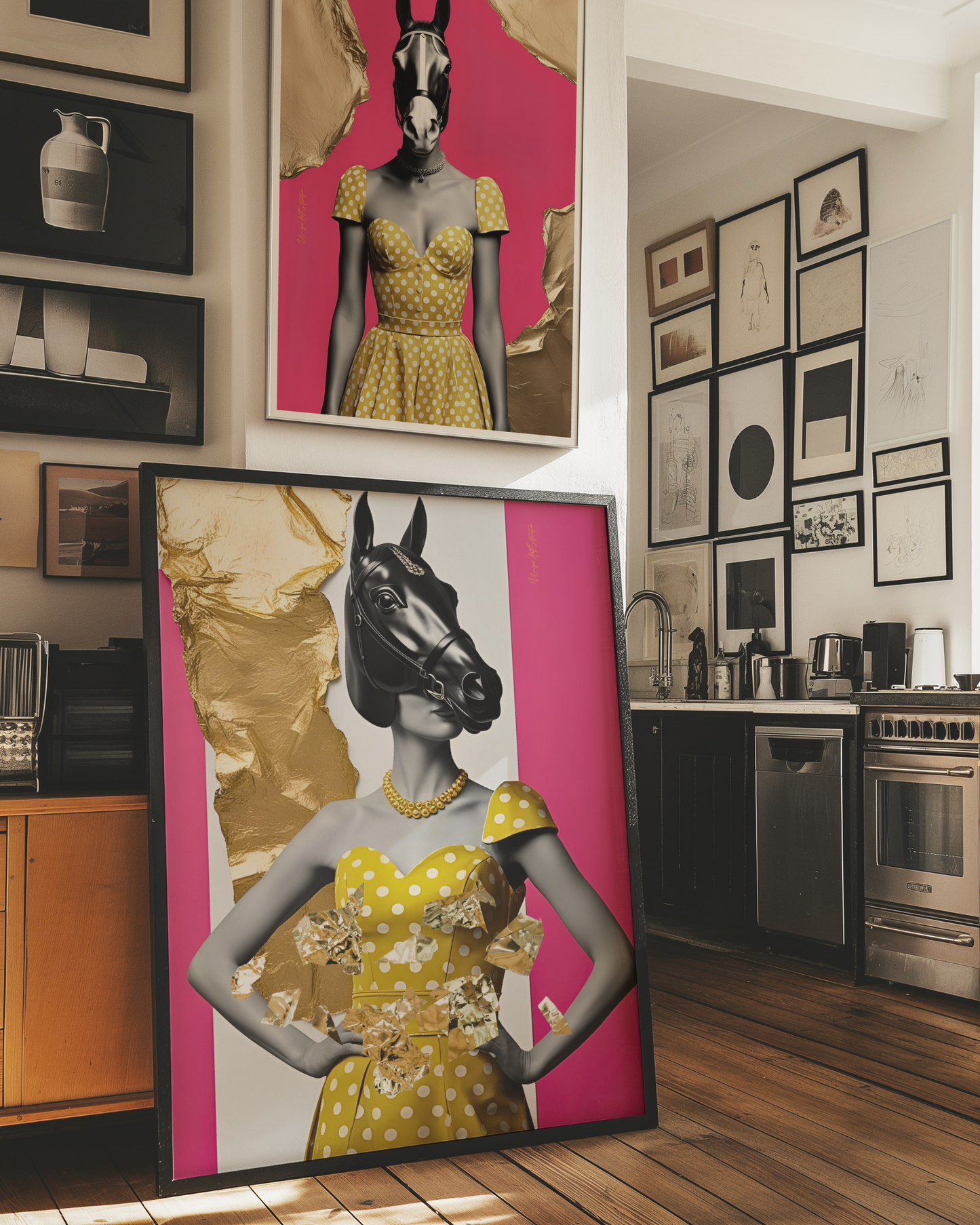 Italian Horse Lady -Extravagantes Poster, Italienische Frau, Luxury Decor, Italian Design, Trendy Wall Art