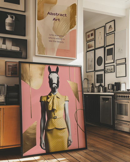 Italian Horse Lady - Extravagantes Poster, Pferdekopf, Luxury Decor, Framed Canva, Italian Design, Trendy Wall Art