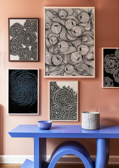 Neurografik Poster, Minimalistische geometrische Wandkunst, Wanddeko Wohnzimmer, ungerahmt, Wall Art, Wall Decor, Trendy Wall Art Prints - Hochwertiges Künstlerpapier, seidenmatt