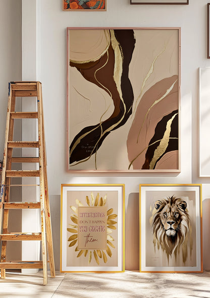 Natural Gold Poster, Beige Goldene Wandkunst, Golden Wall Art, Elegante Wanddeko, ungerahmt; Wall Art, Home Decor - Hochwertiges Künstlerpapier, seidenmatt