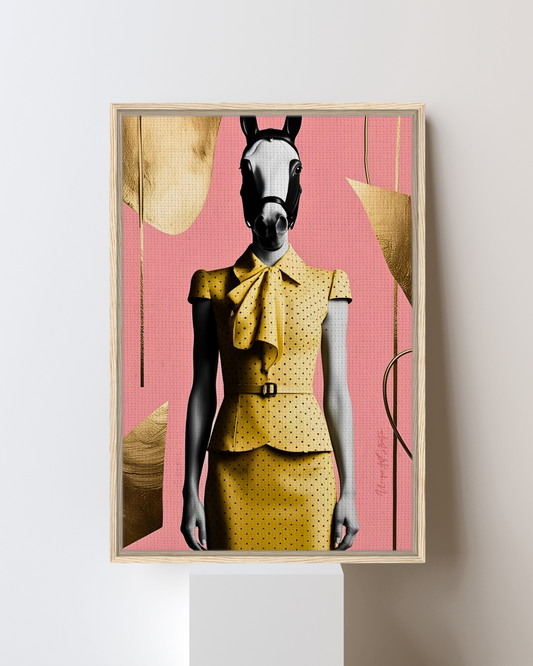 Italian Horse Lady - Extravagante gerahmte Leinwand, Holzrahmen, Luxury Decor, Framed Canva, Italian Design, Trendy Wall Art