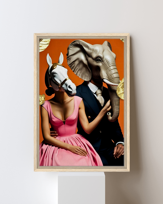 Animal Society - Extravagante gerahmte Leinwand, Holzrahmen, Luxury Decor, Framed Canva, Italian Design, Trendy Wall Art