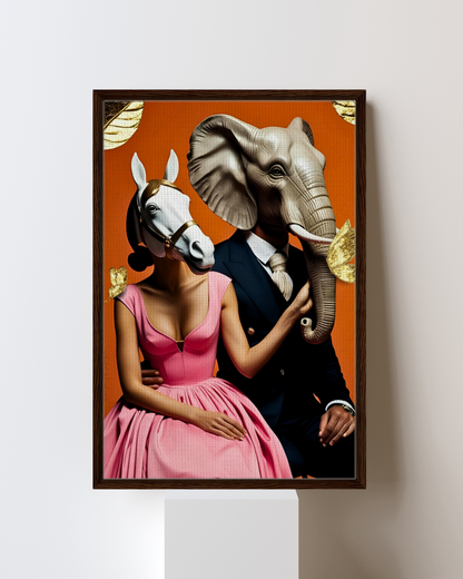 Animal Society - Extravagante gerahmte Leinwand, Holzrahmen, Luxury Decor, Framed Canva, Italian Design, Trendy Wall Art