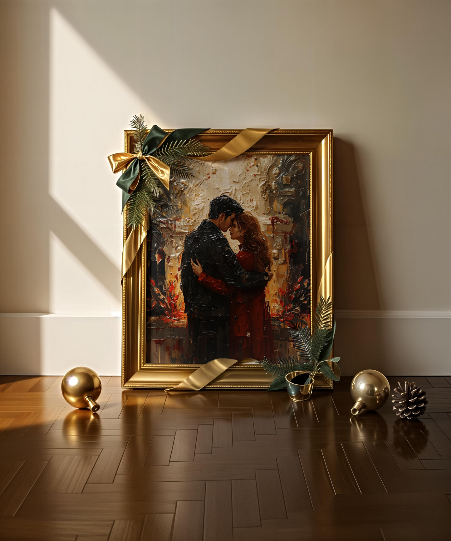 'Love in Winter' Abstraktes Weihnachtsposter über Liebe