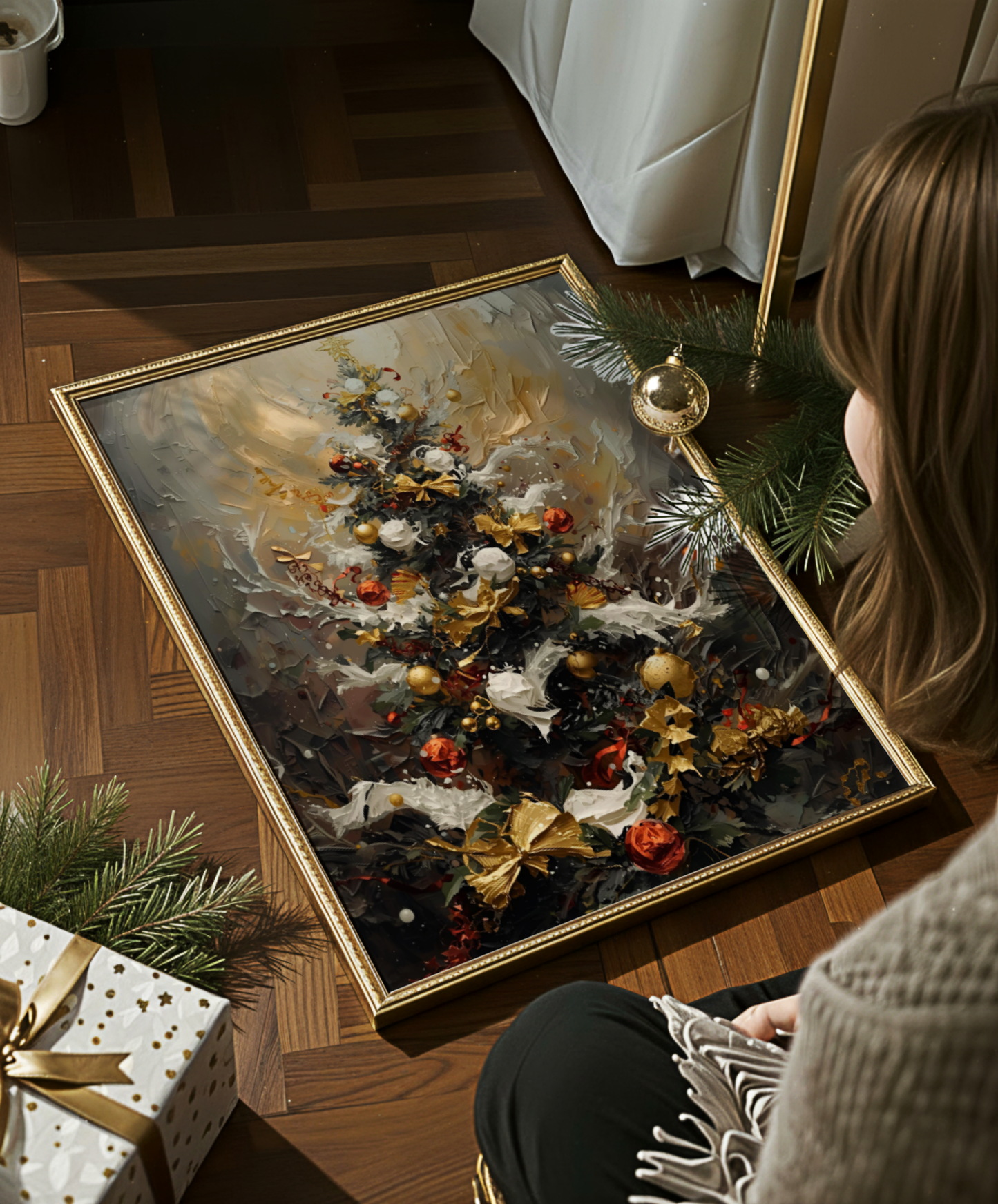 'Winters Ember' Festliches Poster eines Weihnachtsbaumes